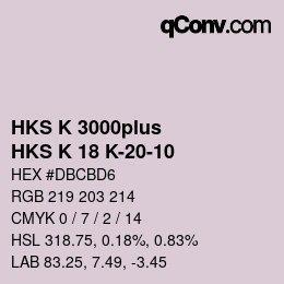Color code: HKS K 3000plus - HKS K 18 K-20-10 | qconv.com
