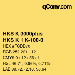 Code couleur: HKS K 3000plus - HKS K 1 K-100-0 | qconv.com