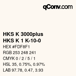 Code couleur: HKS K 3000plus - HKS K 1 K-10-0 | qconv.com