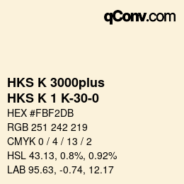 Farbcode: HKS K 3000plus - HKS K 1 K-30-0 | qconv.com