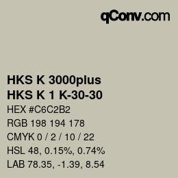 Código de color: HKS K 3000plus - HKS K 1 K-30-30 | qconv.com