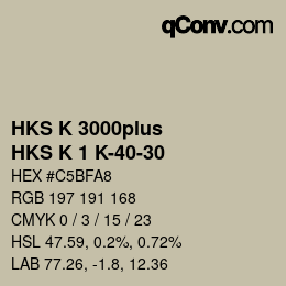 Farbcode: HKS K 3000plus - HKS K 1 K-40-30 | qconv.com