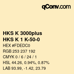 Farbcode: HKS K 3000plus - HKS K 1 K-50-0 | qconv.com