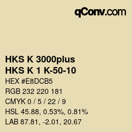 Farbcode: HKS K 3000plus - HKS K 1 K-50-10 | qconv.com