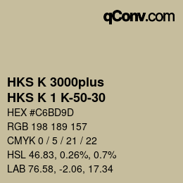 Código de color: HKS K 3000plus - HKS K 1 K-50-30 | qconv.com