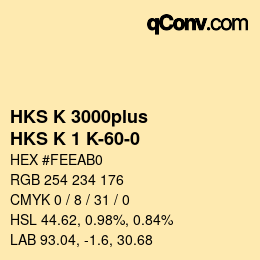 Farbcode: HKS K 3000plus - HKS K 1 K-60-0 | qconv.com