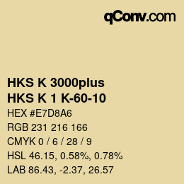 Farbcode: HKS K 3000plus - HKS K 1 K-60-10 | qconv.com