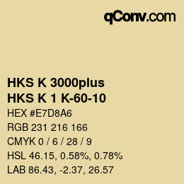 Code couleur: HKS K 3000plus - HKS K 1 K-60-10 | qconv.com