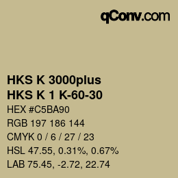 Código de color: HKS K 3000plus - HKS K 1 K-60-30 | qconv.com