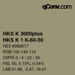 Code couleur: HKS K 3000plus - HKS K 1 K-60-50 | qconv.com