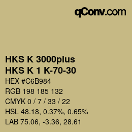 Code couleur: HKS K 3000plus - HKS K 1 K-70-30 | qconv.com