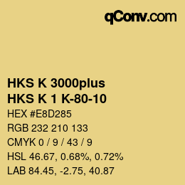 Farbcode: HKS K 3000plus - HKS K 1 K-80-10 | qconv.com