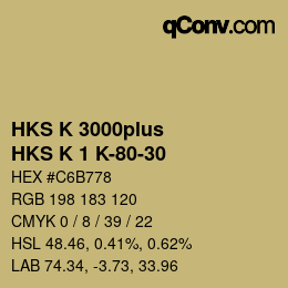 Código de color: HKS K 3000plus - HKS K 1 K-80-30 | qconv.com