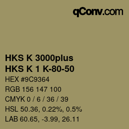 Código de color: HKS K 3000plus - HKS K 1 K-80-50 | qconv.com