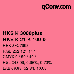 Código de color: HKS K 3000plus - HKS K 21 K-100-0 | qconv.com