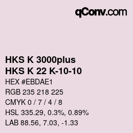 Color code: HKS K 3000plus - HKS K 22 K-10-10 | qconv.com