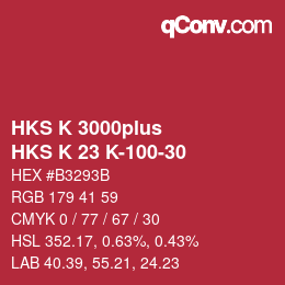 Color code: HKS K 3000plus - HKS K 23 K-100-30 | qconv.com