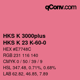 Color code: HKS K 3000plus - HKS K 23 K-60-0 | qconv.com