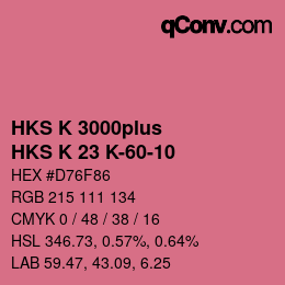 Color code: HKS K 3000plus - HKS K 23 K-60-10 | qconv.com