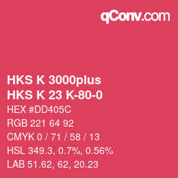 Color code: HKS K 3000plus - HKS K 23 K-80-0 | qconv.com