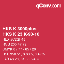 Color code: HKS K 3000plus - HKS K 23 K-90-10 | qconv.com