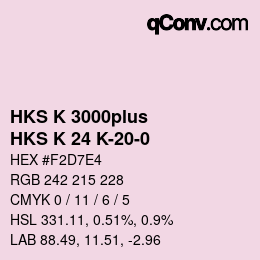 Color code: HKS K 3000plus - HKS K 24 K-20-0 | qconv.com