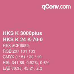 Color code: HKS K 3000plus - HKS K 24 K-70-0 | qconv.com