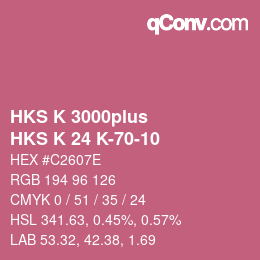 Color code: HKS K 3000plus - HKS K 24 K-70-10 | qconv.com