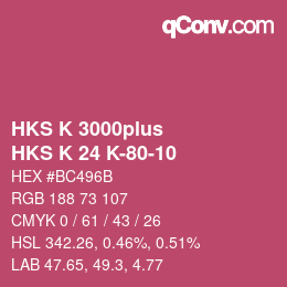 Color code: HKS K 3000plus - HKS K 24 K-80-10 | qconv.com