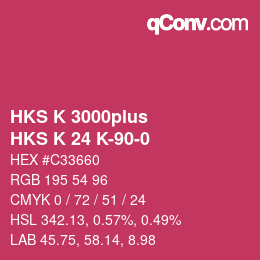 Color code: HKS K 3000plus - HKS K 24 K-90-0 | qconv.com