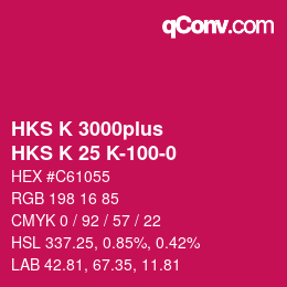 Color code: HKS K 3000plus - HKS K 25 K-100-0 | qconv.com
