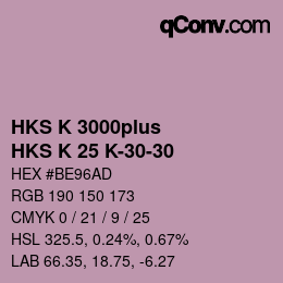 Color code: HKS K 3000plus - HKS K 25 K-30-30 | qconv.com