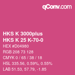 Color code: HKS K 3000plus - HKS K 25 K-70-0 | qconv.com