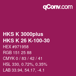 カラーコード: HKS K 3000plus - HKS K 26 K-100-30 | qconv.com