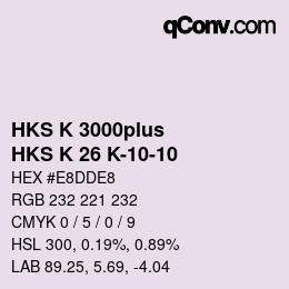 Farbcode: HKS K 3000plus - HKS K 26 K-10-10 | qconv.com