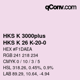 Color code: HKS K 3000plus - HKS K 26 K-20-0 | qconv.com