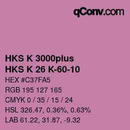 Color code: HKS K 3000plus - HKS K 26 K-60-10 | qconv.com