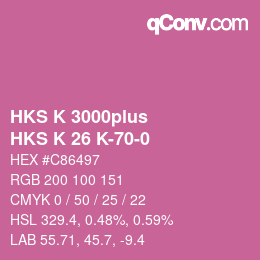 Color code: HKS K 3000plus - HKS K 26 K-70-0 | qconv.com