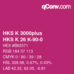Color code: HKS K 3000plus - HKS K 26 K-90-0 | qconv.com