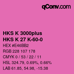 Color code: HKS K 3000plus - HKS K 27 K-60-0 | qconv.com