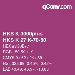 Color code: HKS K 3000plus - HKS K 27 K-70-50 | qconv.com