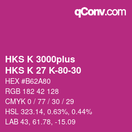 Code couleur: HKS K 3000plus - HKS K 27 K-80-30 | qconv.com