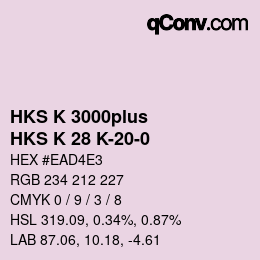 Color code: HKS K 3000plus - HKS K 28 K-20-0 | qconv.com
