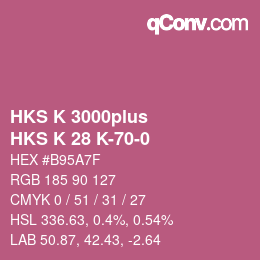 Color code: HKS K 3000plus - HKS K 28 K-70-0 | qconv.com