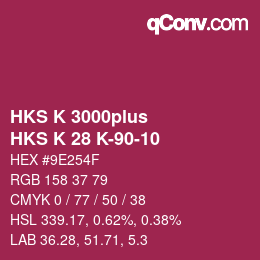 Color code: HKS K 3000plus - HKS K 28 K-90-10 | qconv.com