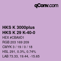Color code: HKS K 3000plus - HKS K 29 K-40-0 | qconv.com