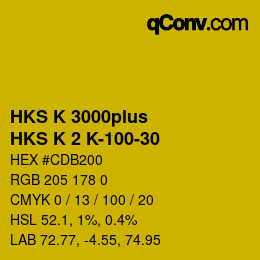 Código de color: HKS K 3000plus - HKS K 2 K-100-30 | qconv.com