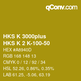 Código de color: HKS K 3000plus - HKS K 2 K-100-50 | qconv.com