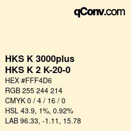 Código de color: HKS K 3000plus - HKS K 2 K-20-0 | qconv.com