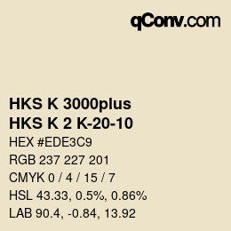 Código de color: HKS K 3000plus - HKS K 2 K-20-10 | qconv.com